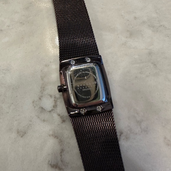 Skagen Denmark Steel mesh band watch in deep bronze MOP face, Swarovski markers - Picture 5 of 6